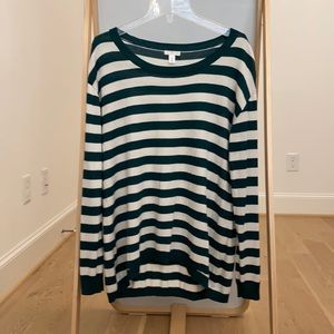 BP dark green and white striped sweater